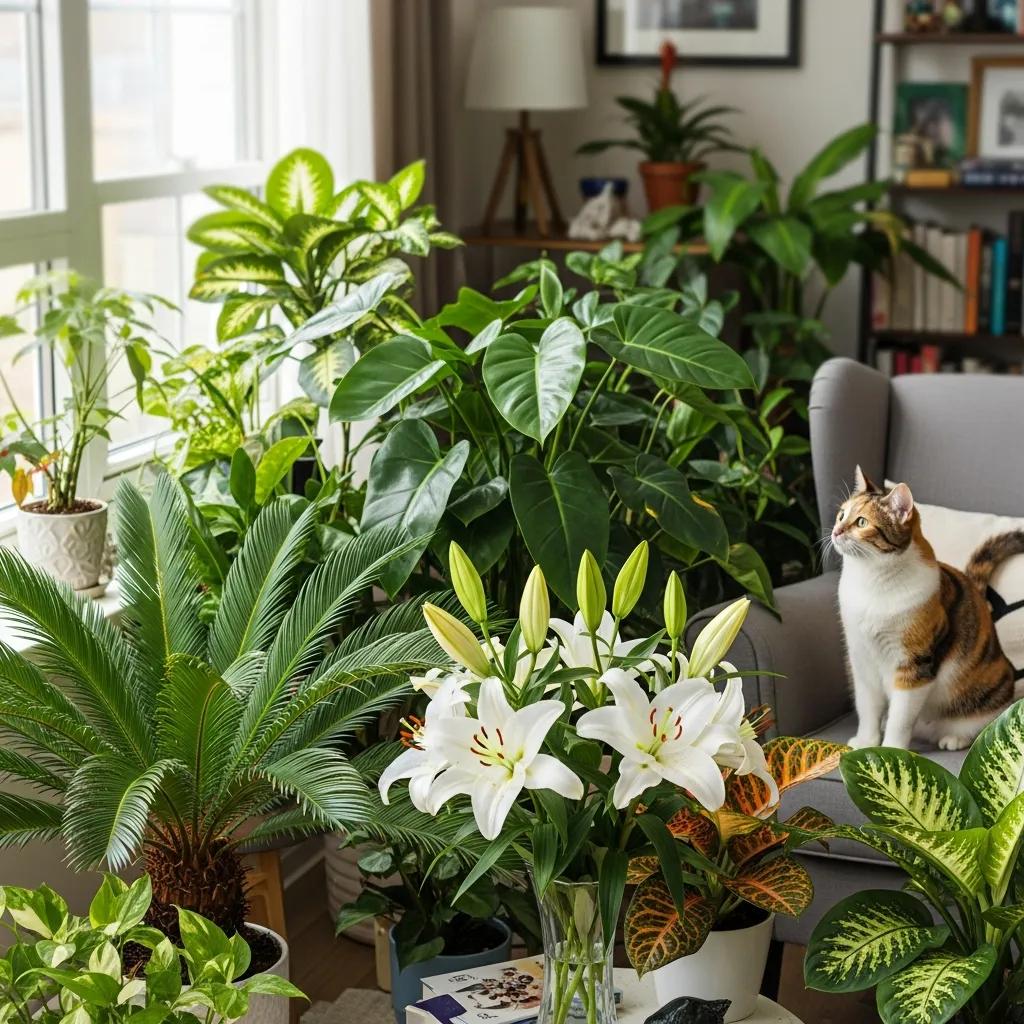 Indoor plants that can be toxic to cats, highlighting the need for awareness